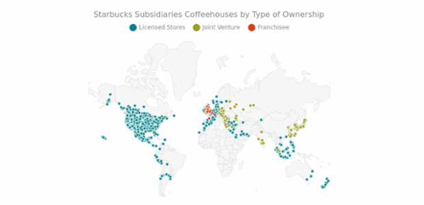 Starbucks Coffeehouses with Mercator Projection created by AnyChart Team