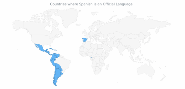 Spanish Language on World Map created by AnyChart Team