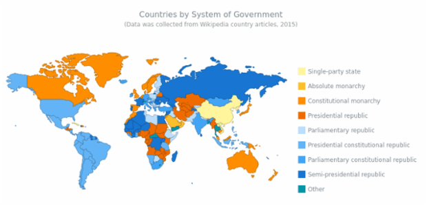 World Governments Map created by AnyChart Team