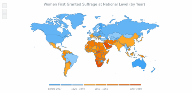 World Women Suffrage Map created by anonymous